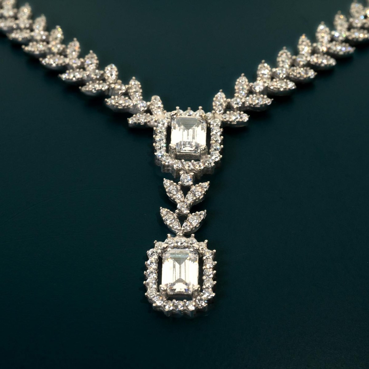Emerald Cut Tennis Necklace